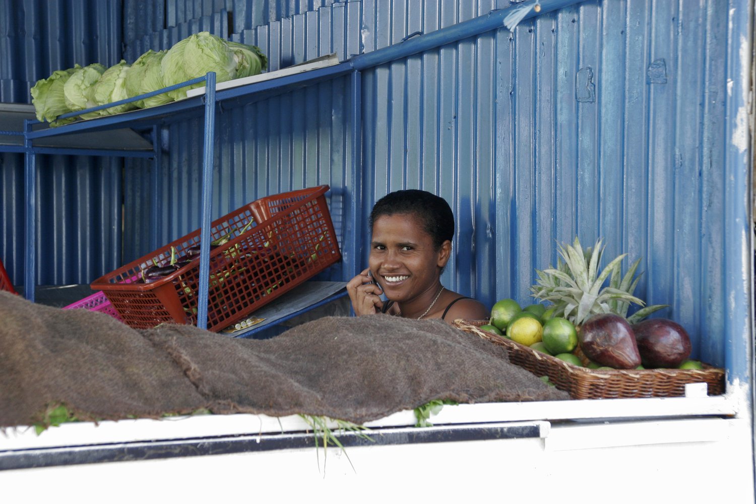 Woman at a market in Mauritius